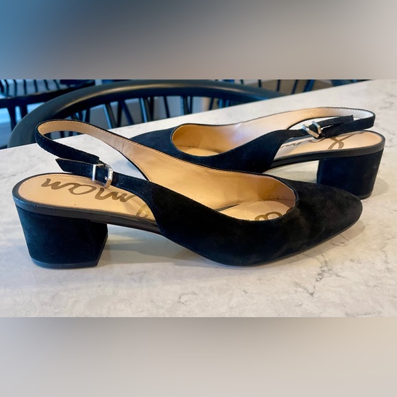 Sam Edelman Shoes - Sam Edelman Size 8.5 Lorene slingback Pumps Block Heel Black Suede